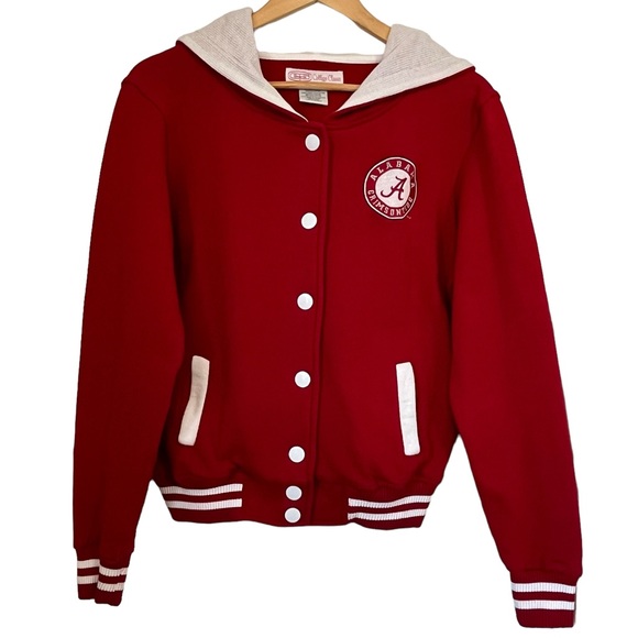 E5 College Classics Jackets & Blazers - Alabama Crimson Tide Red & White Varsity Jacket Size Jr. Medium